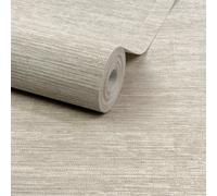Grandeco Boutique Johor Fabric Blocked Stripe Luxury Weight Embossed Wallpaper, Oat Beige