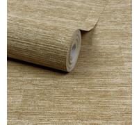 Grandeco Boutique Johor Fabric Blocked Stripe Luxury Weight Embossed Wallpaper, Soft Mustard