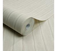 Grandeco Boutique Kalema Fabric Stripe Luxury Weight Embossed Wallpaper, Ivory