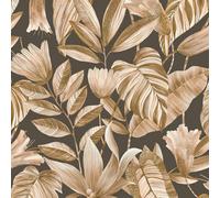 Grandeco Boutique Merida Botanical Leaves Luxury Weight Embossed Wallpaper, Brown