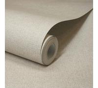 Grandeco Boutique Mini Twill Woven Texture Fabric Effect PVC-free Eco Wallpaper, Beige