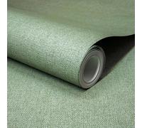 Grandeco Boutique Mini Twill Woven Texture Fabric Effect Pvc-free Eco Wallpaper, Green, Green