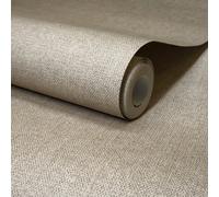 Grandeco Boutique Mini Twill Woven Texture Fabric Effect Pvc-Free Eco Wallpaper, Taupe