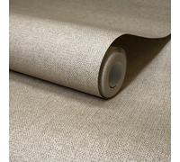 Grandeco Boutique Mini Twill Woven Texture Fabric Effect PVC-free Wallpaper in Taupe | Size: 1 Pack Grandeco Taupe 1 Pack
