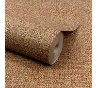Grandeco Boutique Mysore Twill Plain Fabric Luxury Weight Embossed Wallpaper, Coral Rust