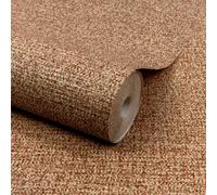 Grandeco Boutique Mysore Twill Plain Fabric Luxury Weight Embossed Wallpaper, Coral Rust