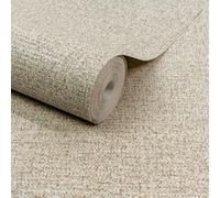 Grandeco Boutique Mysore Twill Plain Fabric Luxury Weight Embossed Wallpaper, Cream