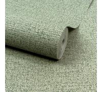 Grandeco Boutique Mysore Twill Plain Fabric Luxury Weight Embossed Wallpaper, Green Cyan