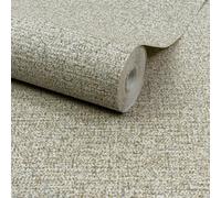 Grandeco Boutique Mysore Twill Plain Fabric Luxury Weight Embossed Wallpaper, Neutral With Blue