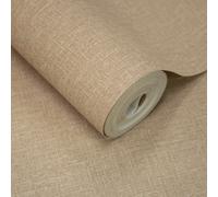 Grandeco Boutique Nursery Pure & Protect Cirrus Woven Linen Textured Antibacterial Wallpaper, Brown