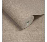 Grandeco Boutique Pure & Protect Cirrus Woven Linen Textured Antibacterial Wallpaper, Hazelnut