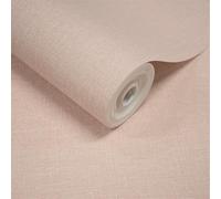 Grandeco Boutique Pure & Protect Cirrus Woven Linen Textured Antibacterial Wallpaper, Pale Pink
