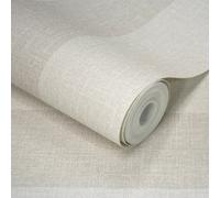 Grandeco Boutique Pure & Protect Stratus Stripe Linen Textured Antibacterial Wallpaper, Beige Linen