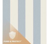 Grandeco Boutique Pure & Protect Stratus Stripe Linen Textured Antibacterial Wallpaper, Light Blue