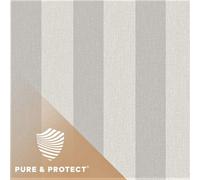 Grandeco Boutique Pure & Protect Stratus Stripe Linen Textured Antibacterial Wallpaper, Mid Grey