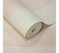 Grandeco Boutique Pure & Protect Stratus Stripe Linen Textured Antibacterial Wallpaper, Pale Pink