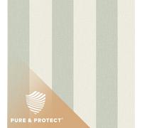Grandeco Boutique Pure & Protect Stratus Stripe Linen Textured Antibacterial Wallpaper, Sage Green