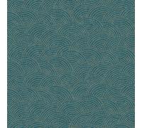 Grandeco Boutique Shell Metallic Curve Luxury Weight Embossed Wallpaper, Navy Blue, Blue