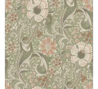 Grandeco Boutique Traditional Floral Trail Pvc-Free Eco Wallpaper, Green