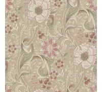 Grandeco Boutique Traditional Floral Trail Pvc-Free Eco Wallpaper, Taupe Pink