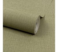 Grandeco Boutique Trente Linen Effect Luxury Weight Embossed Wallpaper, Deep Green