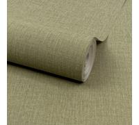 Grandeco Boutique Trente Linen Effect Luxury Embossed Wallpaper, Deep Green, Green