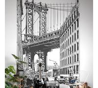 Grandeco Brooklyn Bridge City Skyline 3 Panel Textured Mural, 1.59 X 2.8M