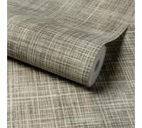 Grandeco Brushed Check Fabric Effect Textured Wallpaper, Deep Taupe