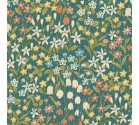 Grandeco Ciara Floral Teal Wallpaper Flowers Naturistic Paste The Wall Vinyl
