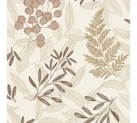Grandeco Ciara Golden Leaves Wallpaper Cream Metallic Textured Paste The Wall