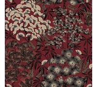 Grandeco Ciara Oriental Leaf Wallpaper - Modern Wallpaper for Living Room, Bedroom, Fireplace - Decorative Luxury Wall Paper with Oriental-Inspired Detailed Leaves (Black/Cream/Red)