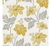 Grandeco Life Clematis Trail Yellow Wallpaper A73002
