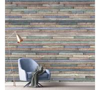 Grandeco Coloured Wood Wall 3 Lane Repeatable Textured Mural, 2.8 X 1.59M