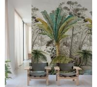 Grandeco Colourful Palm River Watercolour Leaves 3 Panel Repeatable Mural 1.59 X 2.8M