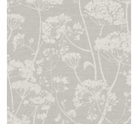 Grandeco Cow Parsley Organic Foliage Trail Wallpaper,grey