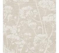 Grandeco Wallpaper Cow Parsley Organic Foliage Trail - Natural Taupe - 1 Pack