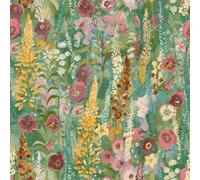 Grandeco Handpainted Delphinium Forest Floral Garden Textured Wallpaper, Green Pink