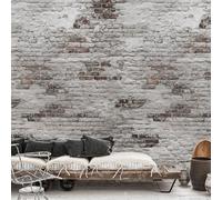 Grandeco Distressed Rustic Real Brick Repeatable Wallpaper Mural 159 x 280cm, Grey and Red