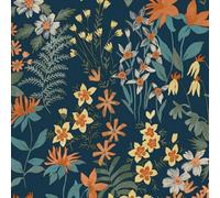Grandeco Ditsy Floral Agnala Textured Wallpaper, Navy Blue