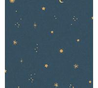 Grandeco Dudley Night Sky Stars Nursery Textured Wallpaper, Blue