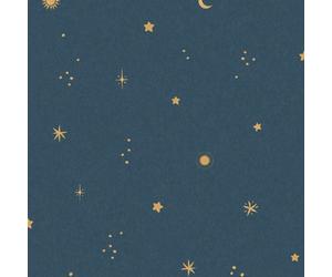 Grandeco Dudley Night Sky Stars Nursery Textured Wallpaper, Blue