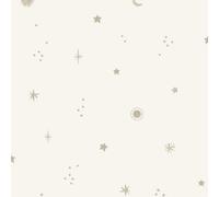 Grandeco Dudley Night Sky Stars Nursery Textured Wallpaper, White Grey