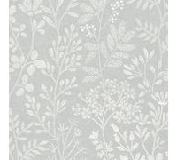 Grandeco Embroidery Stitched Organic Foliage Trail Wallpaper, Blue