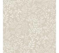 Grandeco Embroidery Stitched Organic Foliage Trail Wallpaper, Neutral