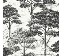 Grandeco Etched Tree Toile Textured Wallpaper, Black
