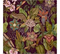 Grandeco Exotic Tropical Wallpaper Plum Green Pink Orange Floral Botanical 10M Roll