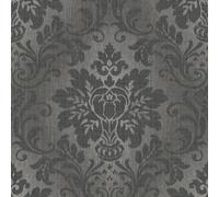 Grandeco Fabric Damask Wallpaper - Charcoal