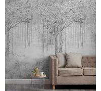 Fairytale Trees Grey 3 lane repeatable Mural 2.8 x 1.59m Grandeco Grey One Size
