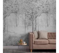 Fairytale Trees Grey 3 lane repeatable Mural 2.8 x 1.59m Grandeco Grey One Size