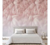 Grandeco Feathers 3 Panel Repeatable Textured Mural, Pink, 1.59 X 2.8M